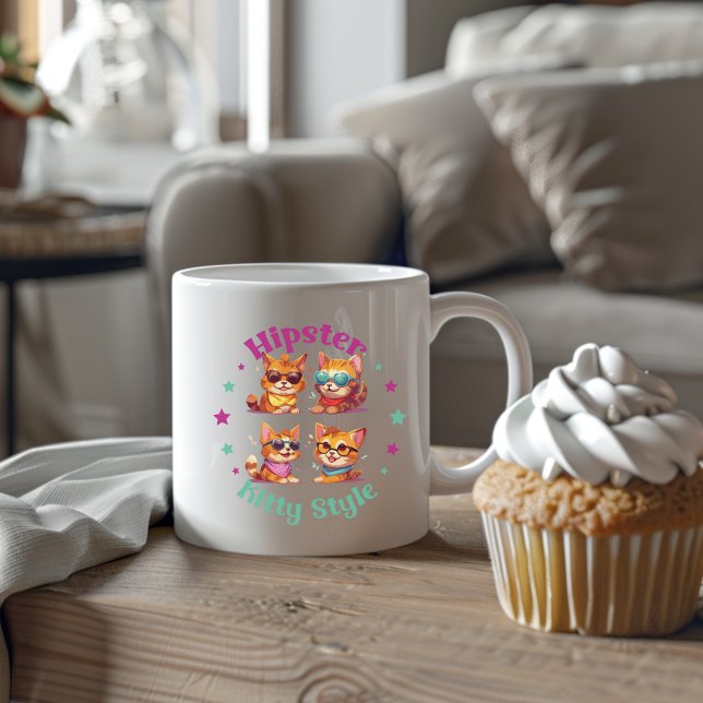 Kitty Hipster Style Kaffeetasse (Von Creator hochgeladen)