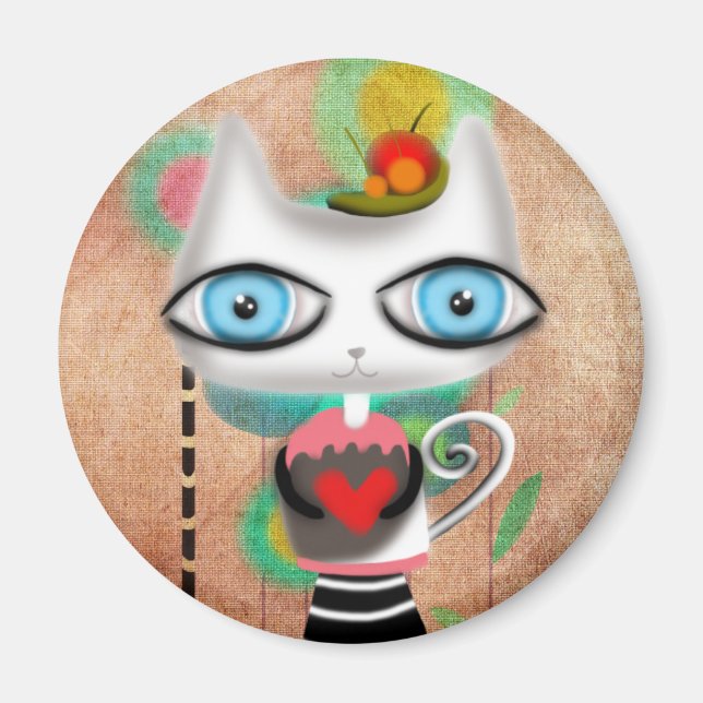 Kitty Huge Blue Eyes Magnet (Vorne)