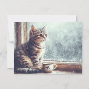 Kitty im Fenster Postkarte