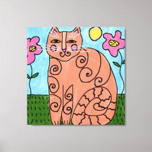 Kitty im Garten Abstrakte Malerei Leinwanddruck