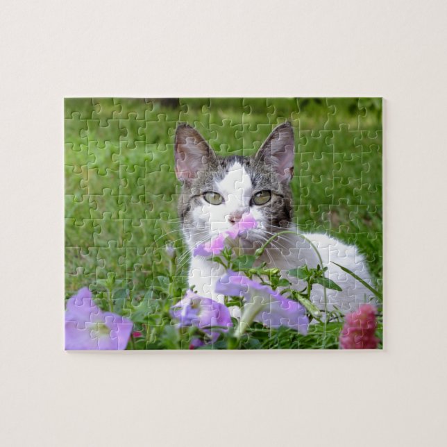 Kitty im Petunias-Puzzle Puzzle (Horizontal)