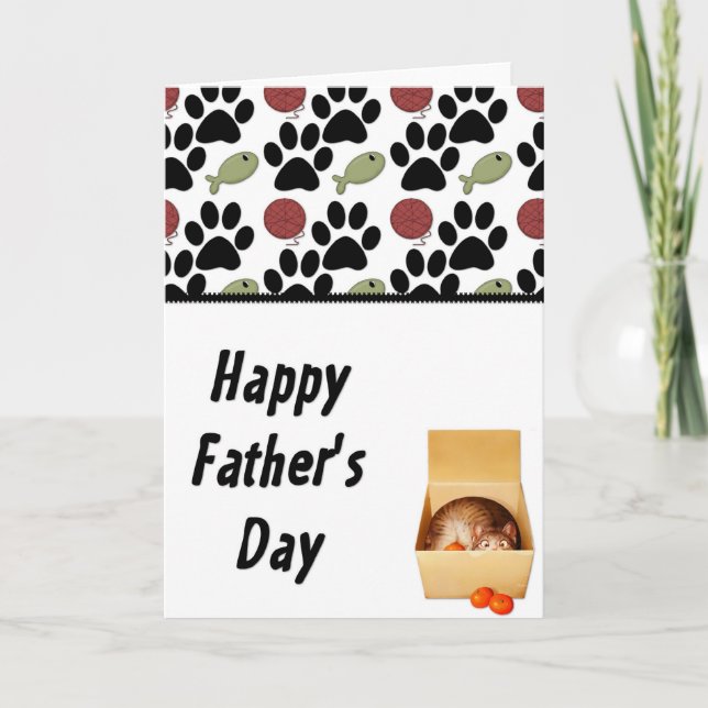 Kitty in a Box - Funny Happy Father's Day Card Karte (Vorderseite)