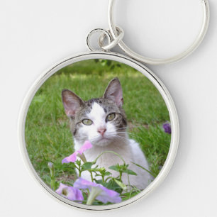 Kitty in der Blumen-Schlüsselkette Schlüsselanhänger