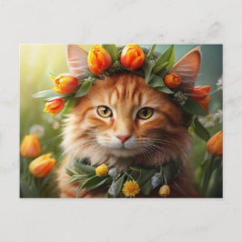 Kitty in Orange Blooms Postkarte