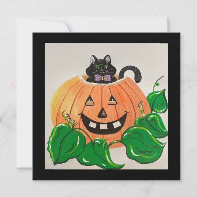 Kitty in Pumpkin Classic Einladung (Vorderseite)