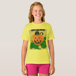 Kitty in Pumpkin Halloween T - Shirt