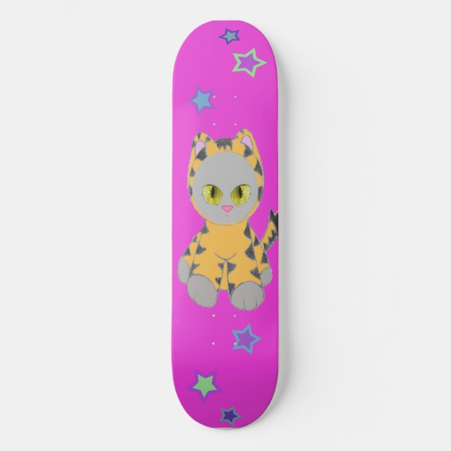Kitty in Tiger Anzug Skateboard 2 (Vorderseite)