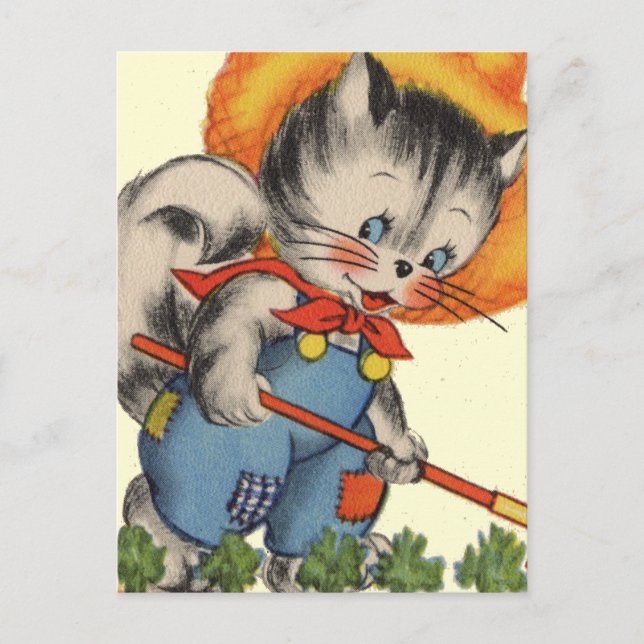 Kitty Kat Gardener Postkarte (Vorderseite)