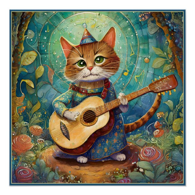 Kitty Kat Gitarre spielen Poster (Vorderseite)