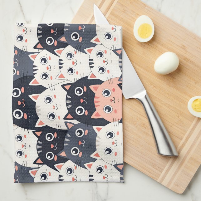 Kitty Kat Kaleidoscope Geschirrtuch (Viertel Falte)