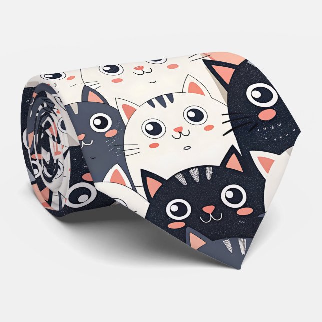 Kitty Kat Kaleidoscope Krawatte (Gerollt)