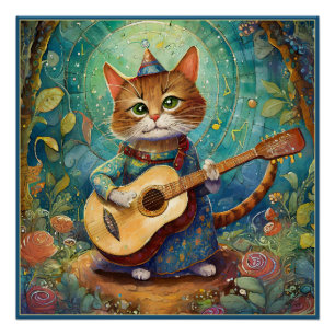 Kitty Kat spielt Gitarre Poster