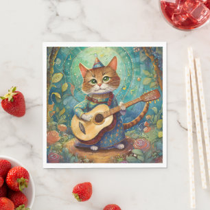 Kitty Kat spielt Gitarre Serviette