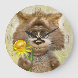 Kitty-Katzen-Frühlings-Blume Große Wanduhr