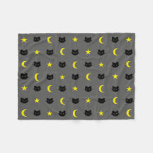 Kitty-Katzen-Mond-und Stern-Polyester-Fleece-Decke