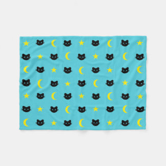 Kitty-Katzen-Mond-und Stern-Polyester-Fleece-Decke Fleecedecke