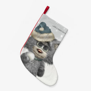 Kitty-Katzen-Winter-Märchenland personalisiert Kleiner Weihnachtsstrumpf