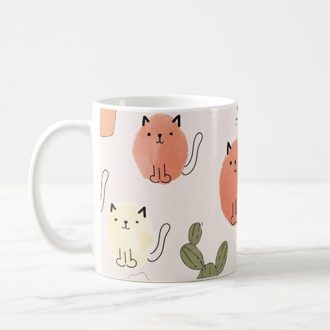 Kitty Kitten Cats: Süße Tier Pattern Kaffeetasse (Links)