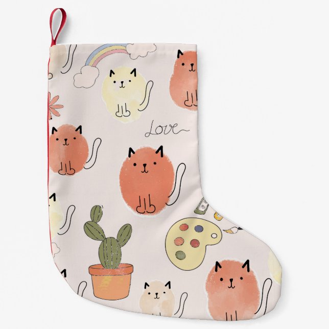 Kitty Kitten Cats: Süße Tier Pattern Kleiner Weihnachtsstrumpf (Vorderseite)