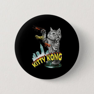 Kitty Kong Wilde Katze Retro Vintage Rosa Text Fra Button