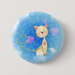 Kitty Liebe Hearts Blue Button