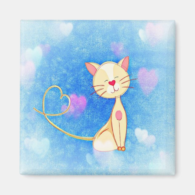 Kitty Liebe Hearts Blue Magnet (Vorne)