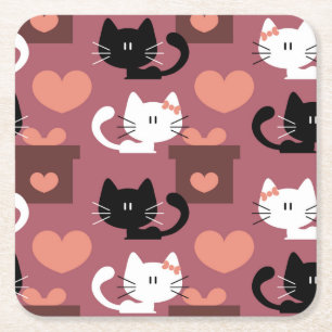 Kitty-Liebe-kundenspezifische quadratische Rechteckiger Pappuntersetzer