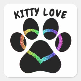 Kitty Liebe Rainbow Herz Quadratischer Aufkleber