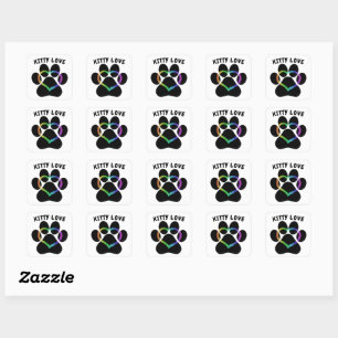 Kitty Liebe Rainbow Herz Quadratischer Aufkleber