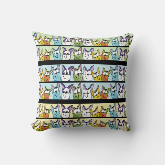 Kitty Lineup-farbige Katzen Kissen (Vorderseite)