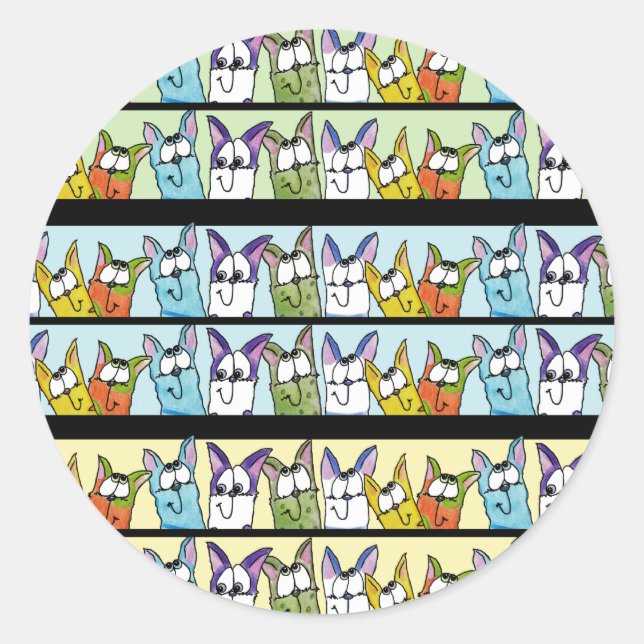 Kitty Lineup-farbige Katzen Runder Aufkleber (Vorderseite)