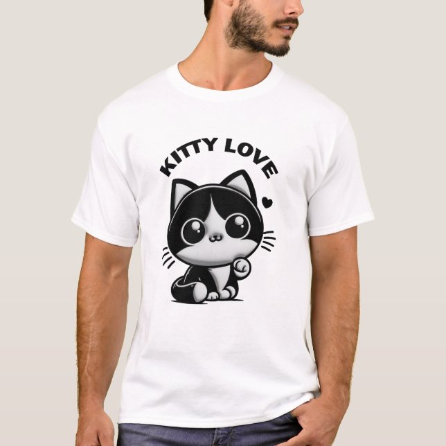 Kitty Love: Noir Süßes Kätzchen T-Shirt (Vorderseite)