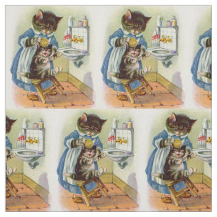 Kitty Mama aus den 30er Jahren wäscht ihren Kätzch Stoff