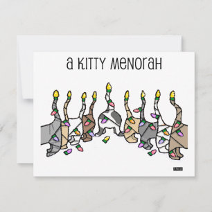 Kitty Menorah für Hanukkah Cats Feiertagskarte