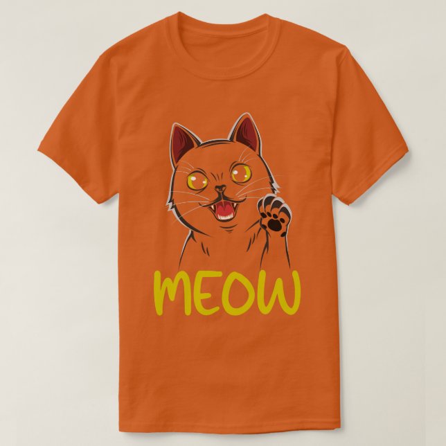 Kitty Meow niedlich Cat T-Shirt (Design vorne)