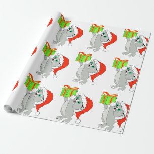 Kitty mit einem Geschenk Weihnachtswrapping Paper Geschenkpapier