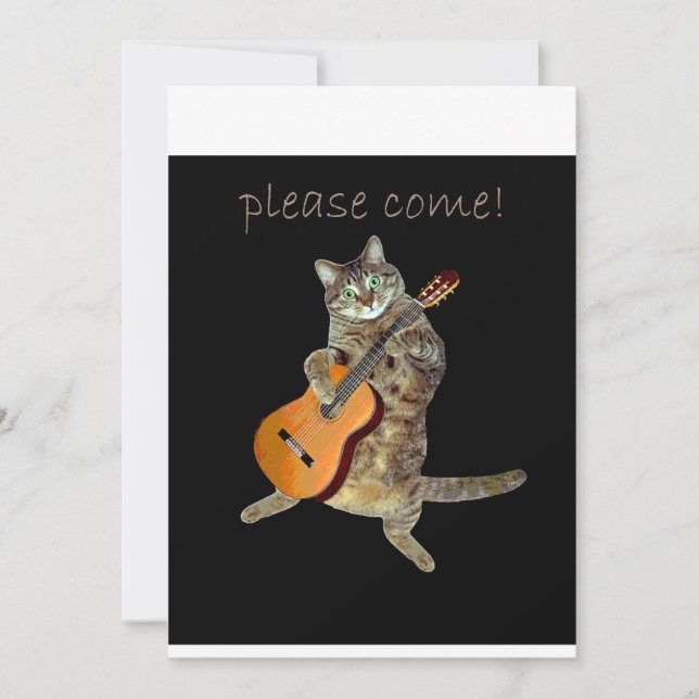 Kitty mit Gitarre Einladung (Vorderseite)