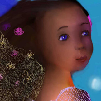 Kitty mit Vogel und abstrakten Lendenkissen