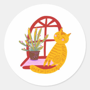 Kitty oh so glücklich, niedlich und kuschelig, runder aufkleber
