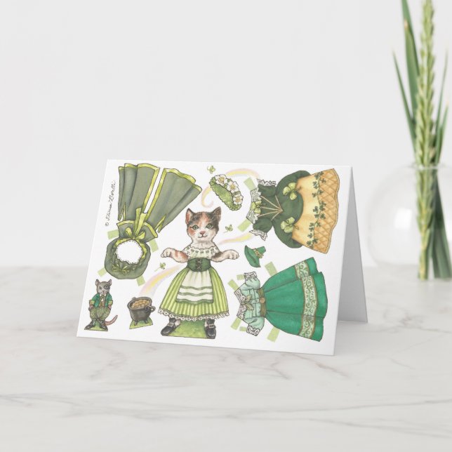 Kitty Paper Doll St. Patrick's Day Card Karte (Vorderseite)