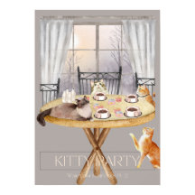 "Kitty Party Teil 2" Wasserfarben-Kunstposter