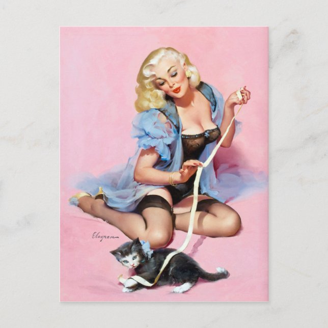 Kitty Pin Up Postkarte (Vorderseite)