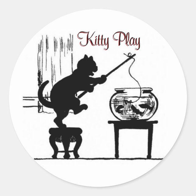 Kitty Play Cat Silhouette Stickers (Vorderseite)