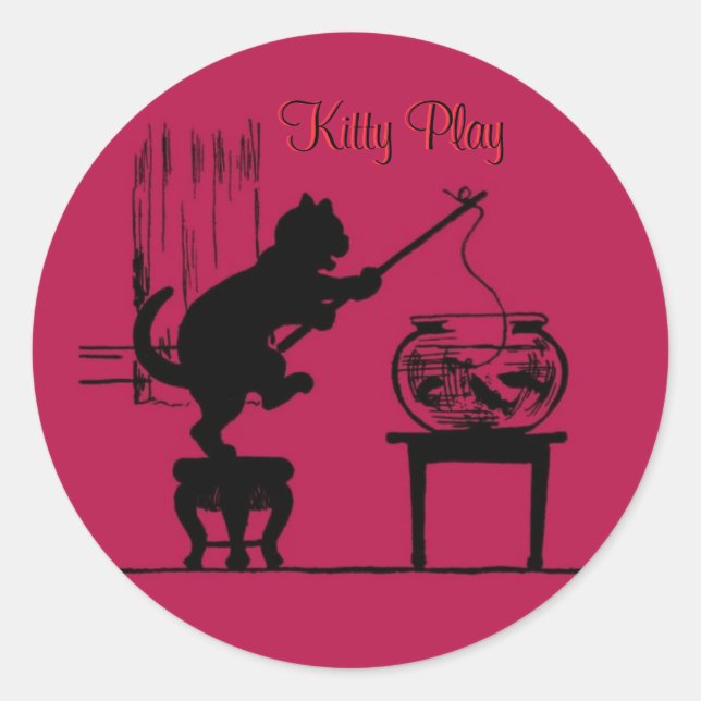Kitty Play Red Cat Silhouette Stickers (Vorderseite)