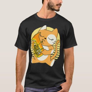 Kitty Playing Euphonium Instrument Musician Pet T-Shirt