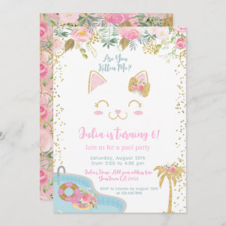 Kitty Pool Party Invitation Einladung