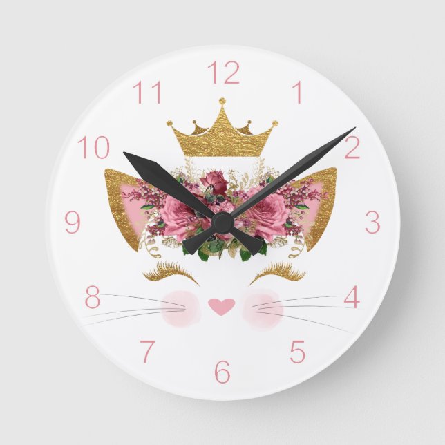 Kitty Princess Wall Clock Runde Wanduhr (Vorderseite)