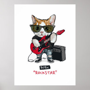 Kitty Rockstar T - Shirt Poster