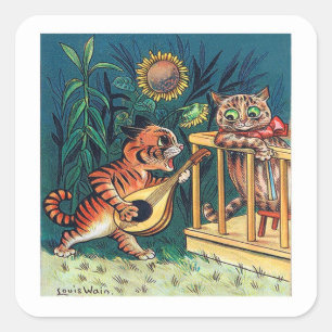 Kitty Serenade von Louis Wain Quadratischer Aufkleber