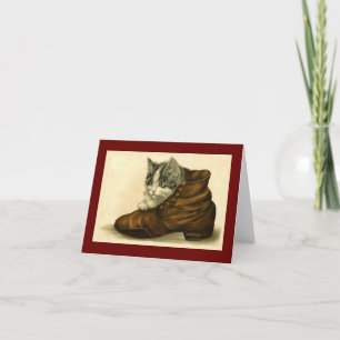 Kitty Shoe Shine Note Card Dankeskarte